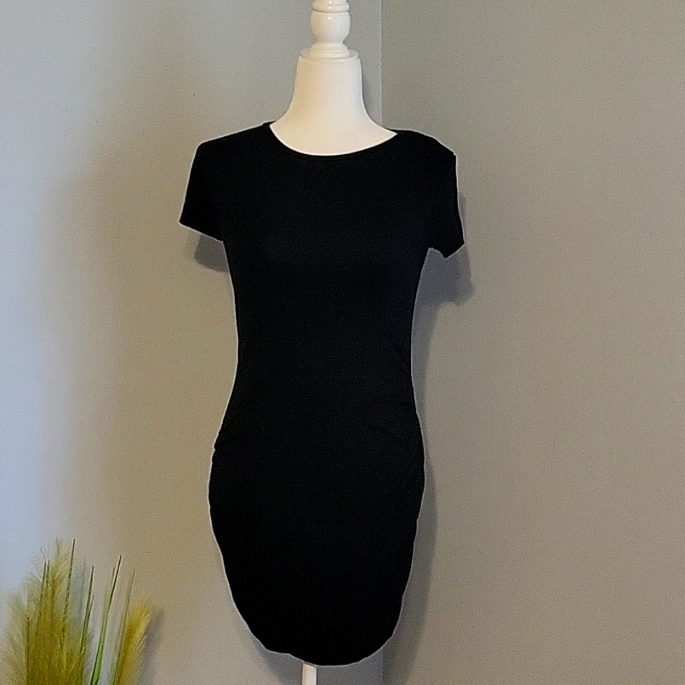 Pre-owned Black Side Ruched Dress Size Small